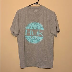 Men’s Small Huk Fishing Tee - Light Gray/Blue